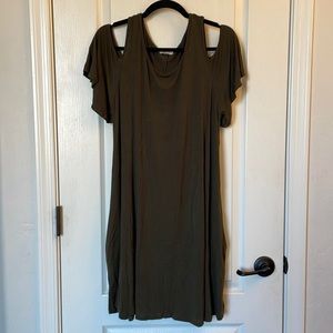 Army Green Cold Shoulder Dress
